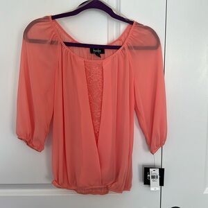 BY AND BYE
CORAL PINK LACE DETAILING BLOUSE